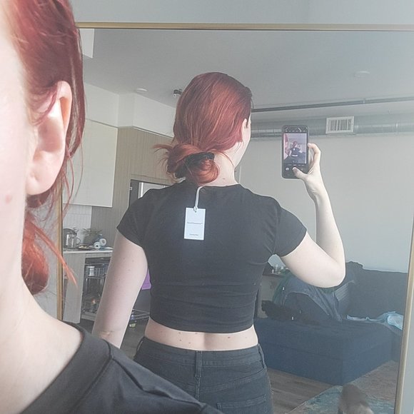 Sunday Best Black Crop Short Sleeve T Shirt - Picture 2 of 3